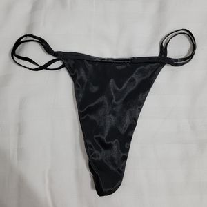 Victoria's Secret black satin sequin thong, size M